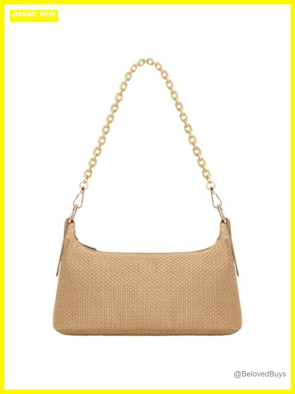 Boho Woven Raffia Hobo Purse with Charm Chain Shoulder Bag